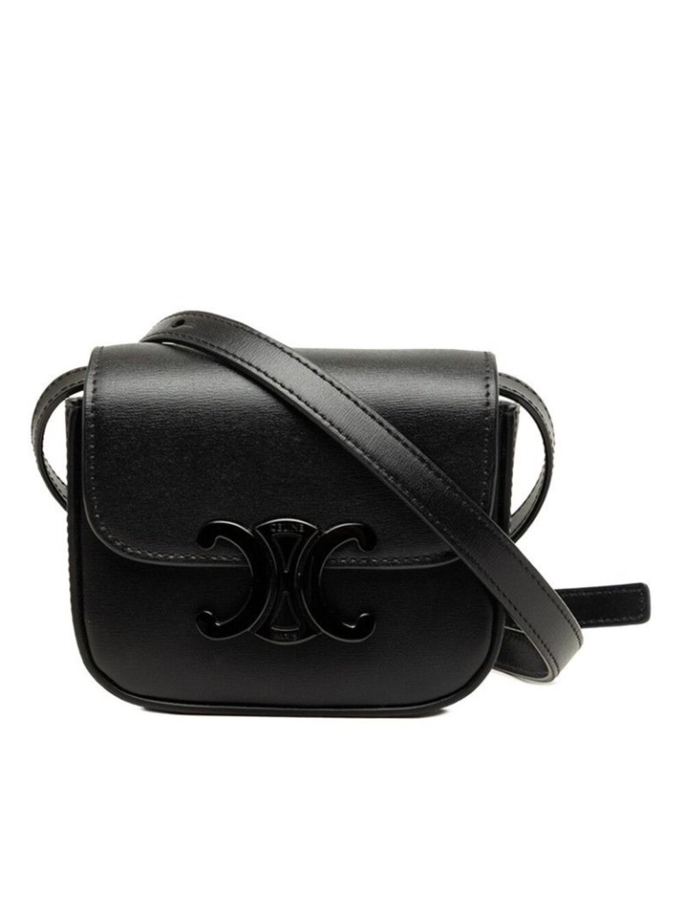 Celine Triomphe Mini Claude Crossbody Shoulder Bag Black Leather